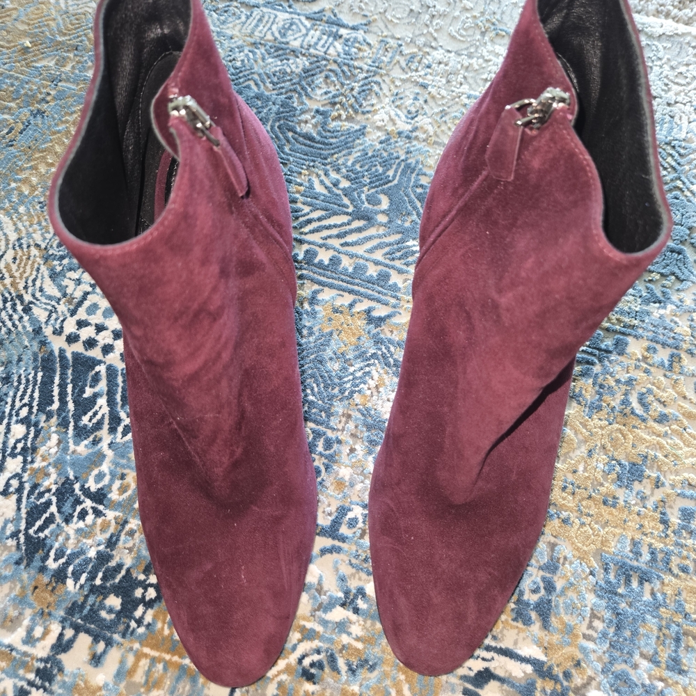 Prada Deep Burgundy Suede Ankle Boots